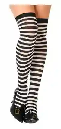 Media Liguero Rayas Negro Con Blanco Cosplay Halloween