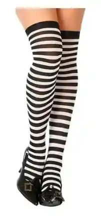 Media Liguero Rayas Negro Con Blanco Cosplay Halloween