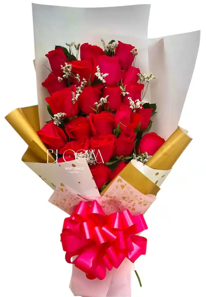 Flores Rosas Rojas En Ramillete X24