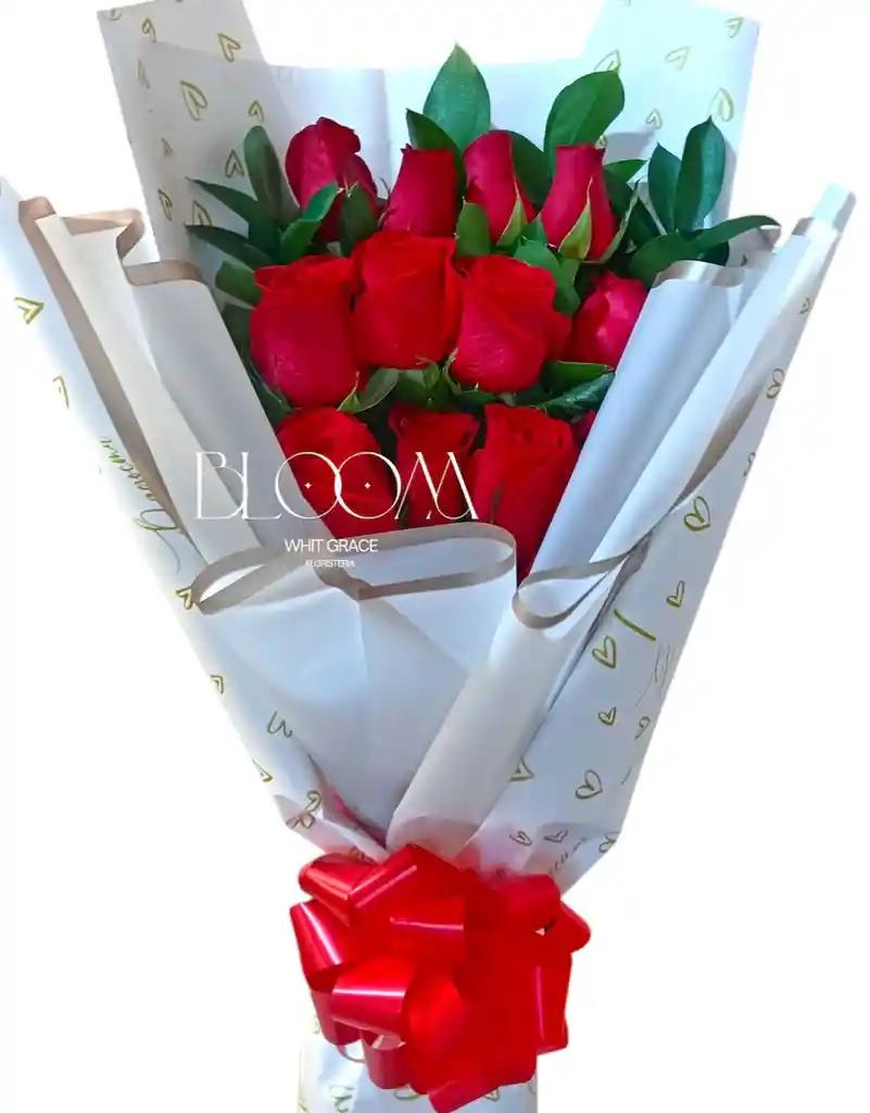 Flores Rosas Rojas X12 En Ramillete