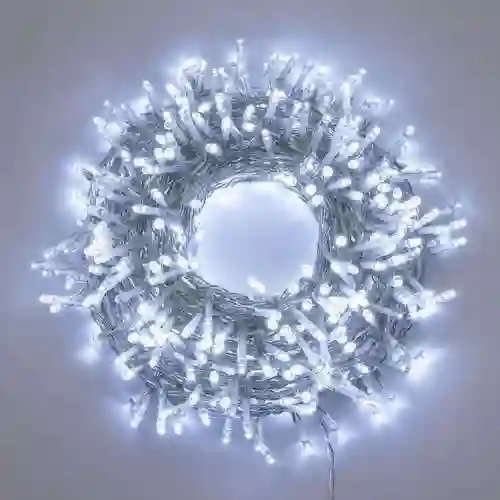 Luces De Navidad Luz Led Blanca 100 Bombillos Lineal Cable Siliconado Conector Secuencia Decoración Adornos Navideños