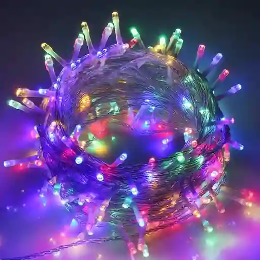 Luces De Navidad Luz Led Multicolor 100 Bombillos Lineal Cable Siliconado Conector Secuencia Decoración Adornos Navideños