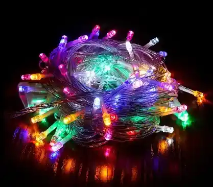 Luces De Navidad Luz Led Multicolor 200 Bombillos Lineal Cable Siliconado Conector Secuencia Decoración Adornos Navideños
