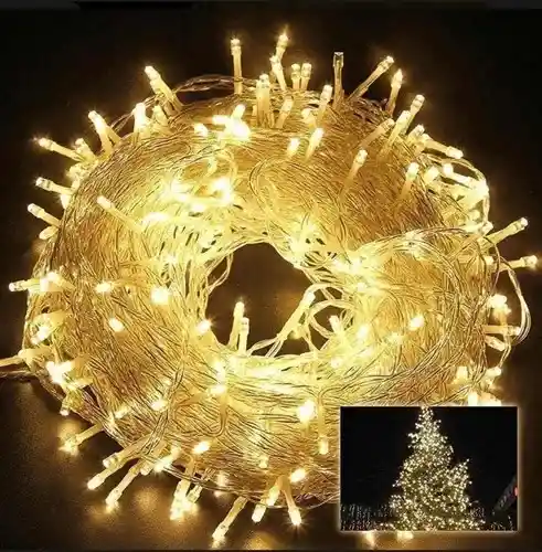 Luces De Navidad Luz Led Cálida 200 Bombillos Lineal Cable Siliconado Conector Secuencia Decoración Adornos Navideños