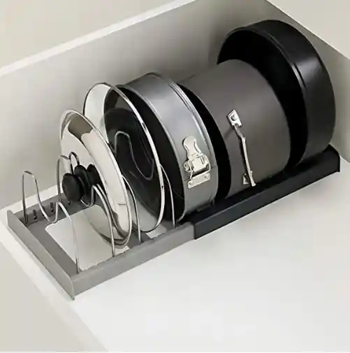 Organizador Ajustable Para Ollas, Soporte Para Cajones De Cocina, Color: Negro