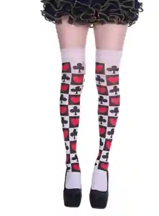 Media Liguero Disfraz Arlequín Diseño Naipes Cosplay Halloween