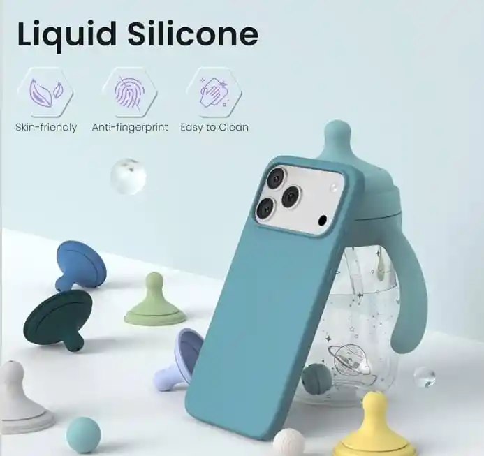 Estuche Silicona Iphone 17 Pro Max Azul Petróleo Lisa