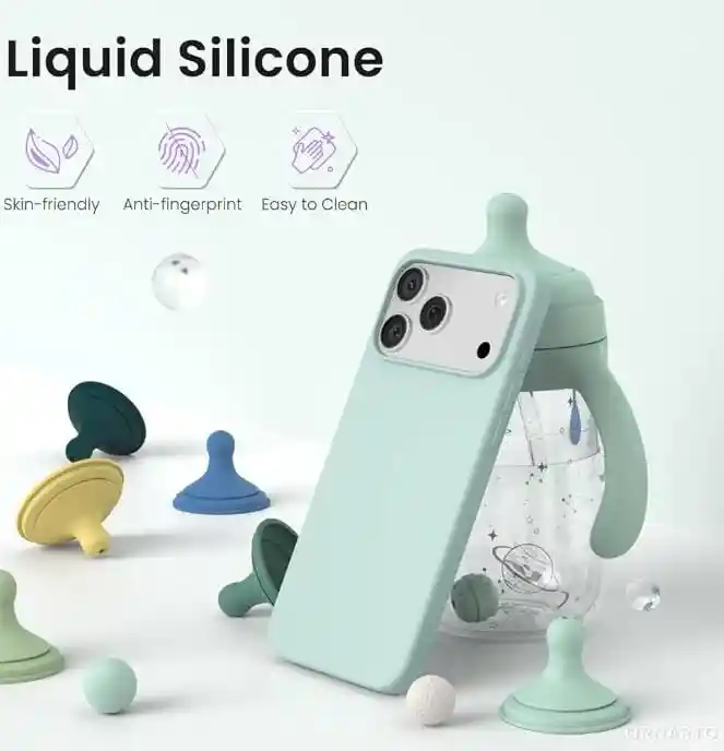 Estuche Silicona Iphone 17 Pro Max Verde Claro Lisa