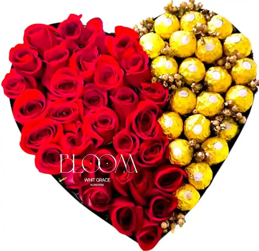 Flores Rosas Rojas Y Chocolates Ferrero Rocher