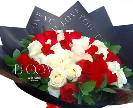 Flores Rosas Rojas Y Blancas X48