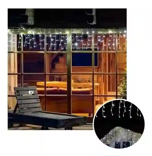 Cortina Luz Led Navideña Blanca Luces Navidad 3m X 60cm Decoración Navideña