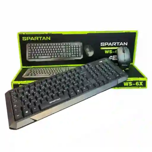 Kit Combo Teclado Y Mouse Inalambrico Usb Spartan Negro Ws-6x