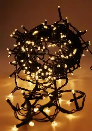 Luces De Navidad Luz Led Cálida 100 Bombillos Lineal Cable Verde Conector Secuencia Decoración Adornos Navideños