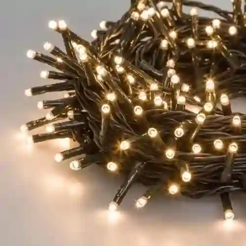 Luces De Navidad Luz Led Cálida 100 Bombillos Lineal Cable Verde Conector Secuencia Decoración Adornos Navideños
