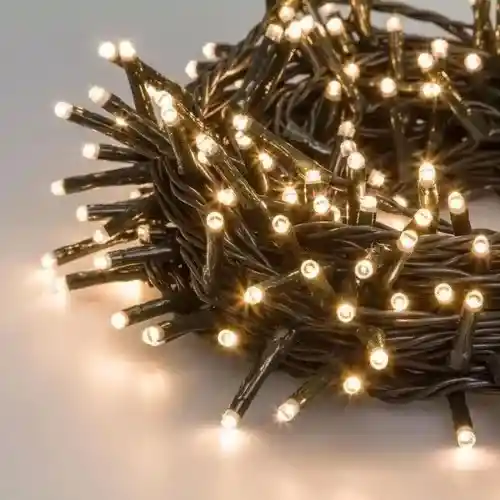 Luces De Navidad Luz Led Cálida 100 Bombillos Lineal Cable Verde Conector Secuencia Decoración Adornos Navideños
