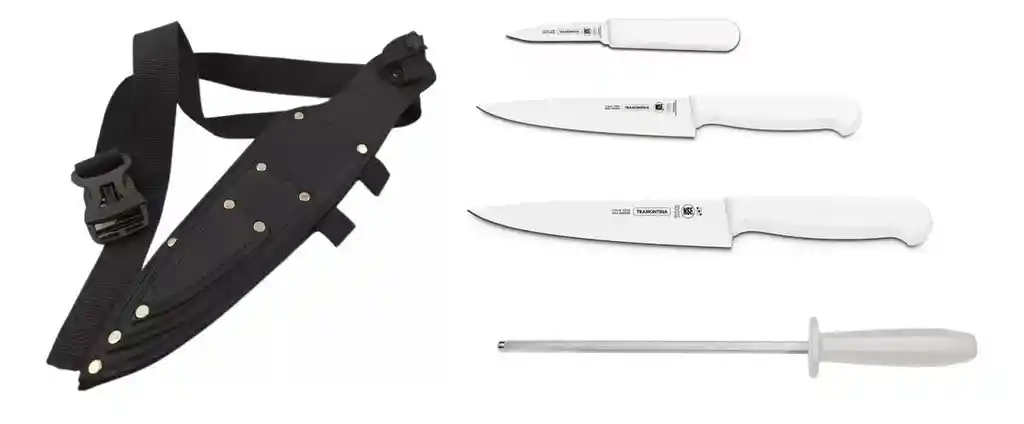 Cuchillos Tramontina Para Chef +chaira 12 Pulg Todo Original Negro/blanco