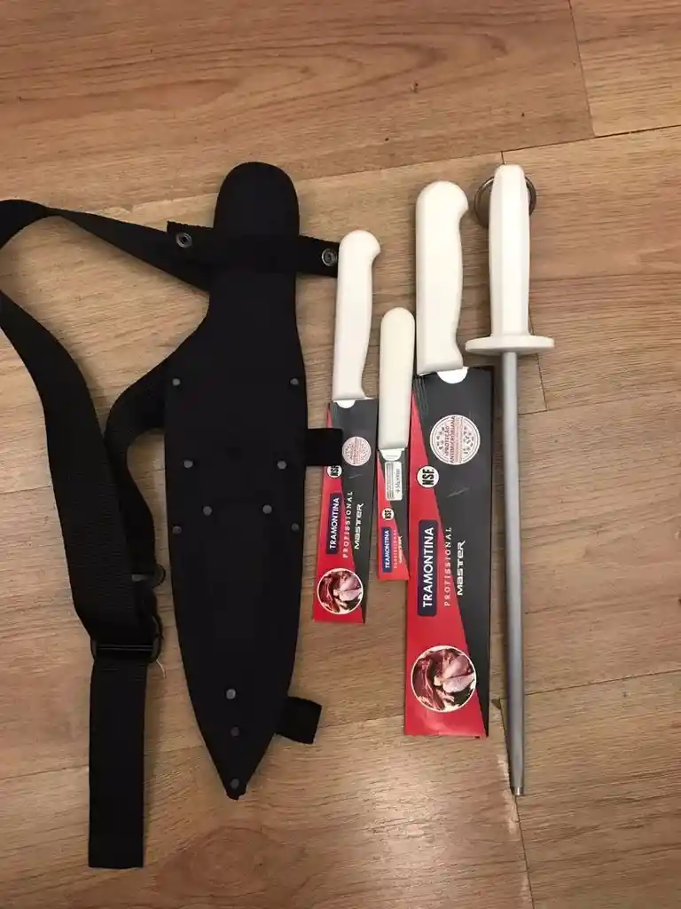 Cuchillos Tramontina Para Chef +chaira 12 Pulg Todo Original Negro/blanco