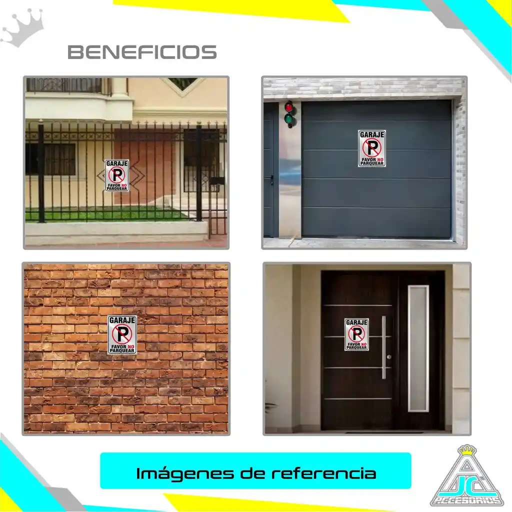 Aviso Letrero Plástico Prohibido Parquear 20x15cm Reflectivo