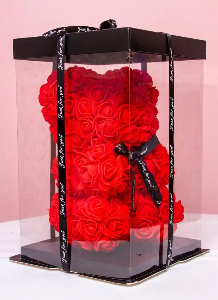 Oso De Rosas Preservadas Rojo