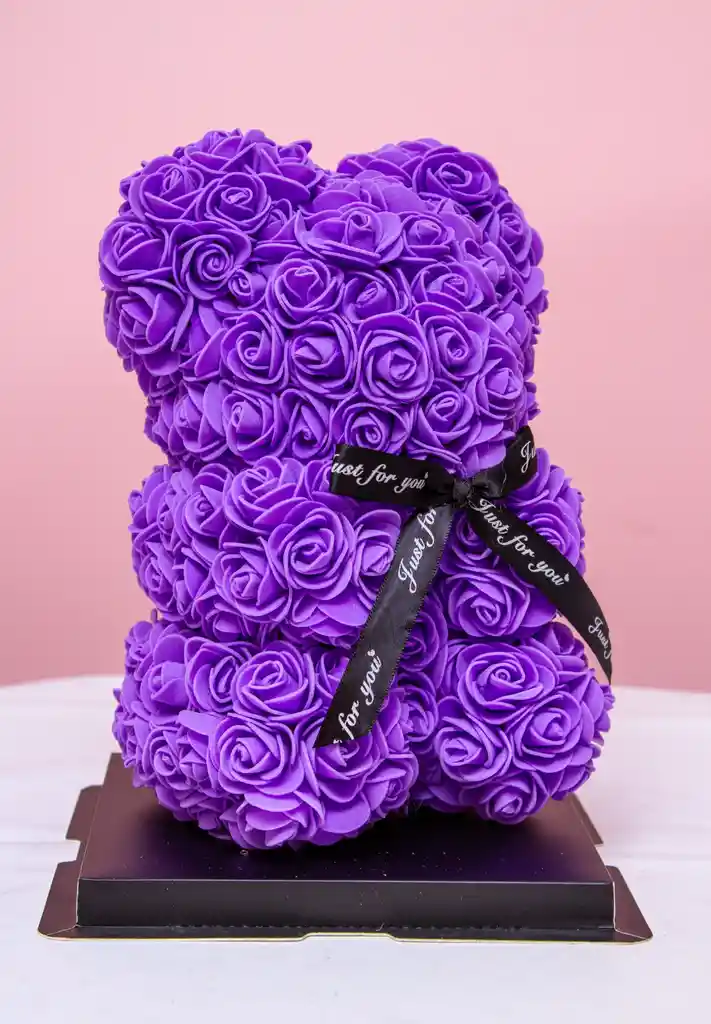 Oso De Rosas Preservadas Morado