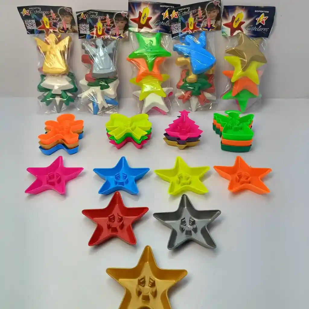 Soportes Plasticos Para Vela X 5 Unidades Colores Surtidos X Docena