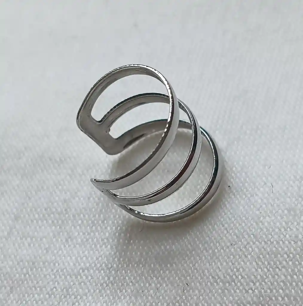 Ear Cuff Acero 3 Lineas Plateado
