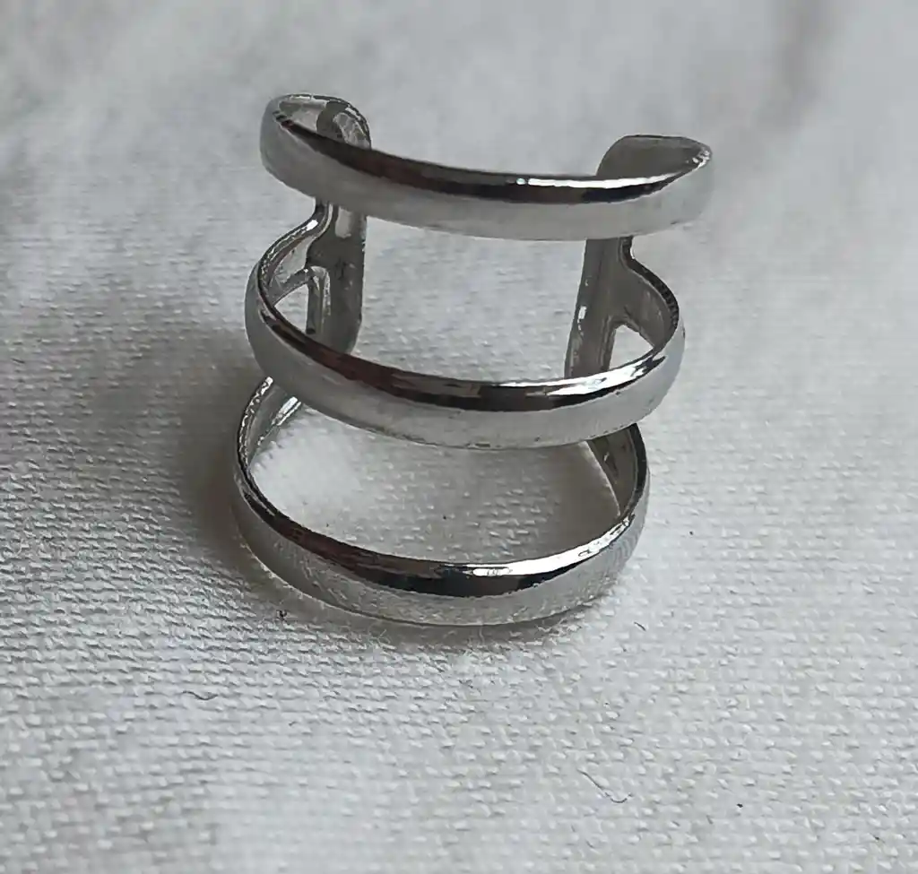 Ear Cuff Acero 3 Lineas Plateado