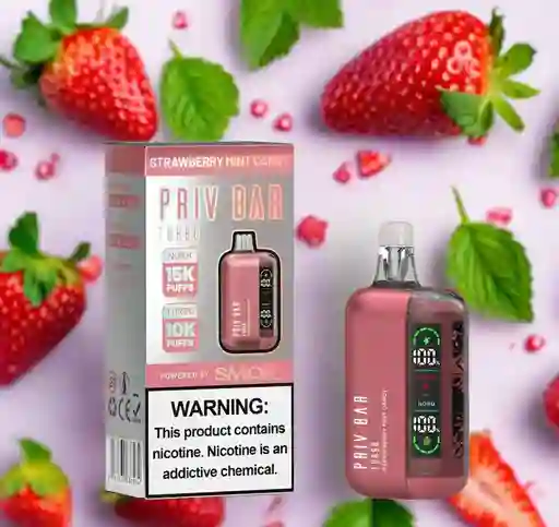 Vape Priv Bar Turbo 15k Strawerry Mint