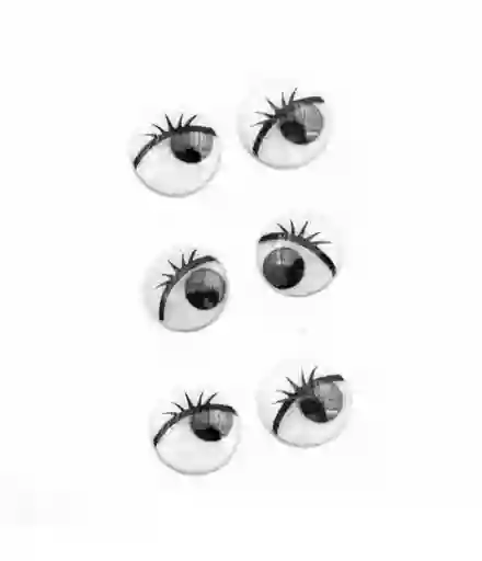 Ojos Moviles Negros Con Pestañas X 3 Pares Tamaño 1.4 X 1.4 Cm