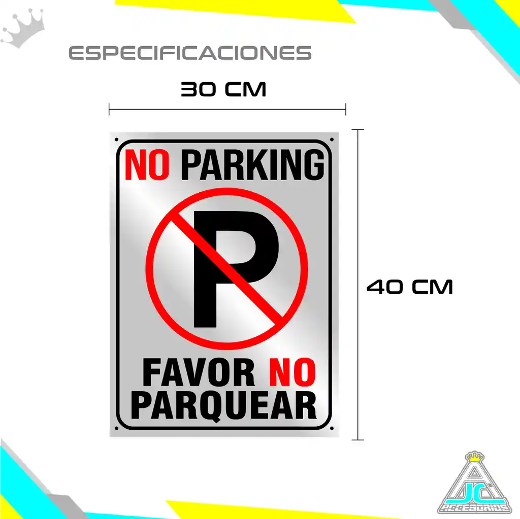 Aviso Letrero Plastico Prohibido Parquear 40x30cm Reflectiv