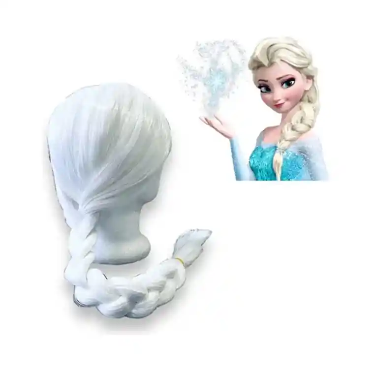 Peluca Blanca Trenzada Larga 78 Cm Princesa