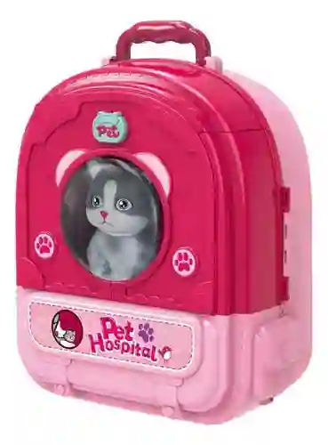 Maleta 3 En 1 Set Cuidado Mascota Gato Pets Hospital Juguete Maletin Portátil Niños