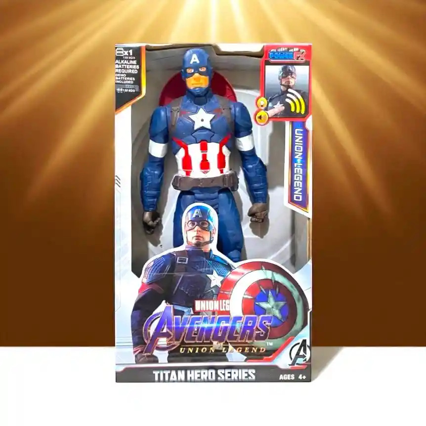 Figura Muñeco Súper Héroe Capitán America Luz Sonido Articulado Coleccionable