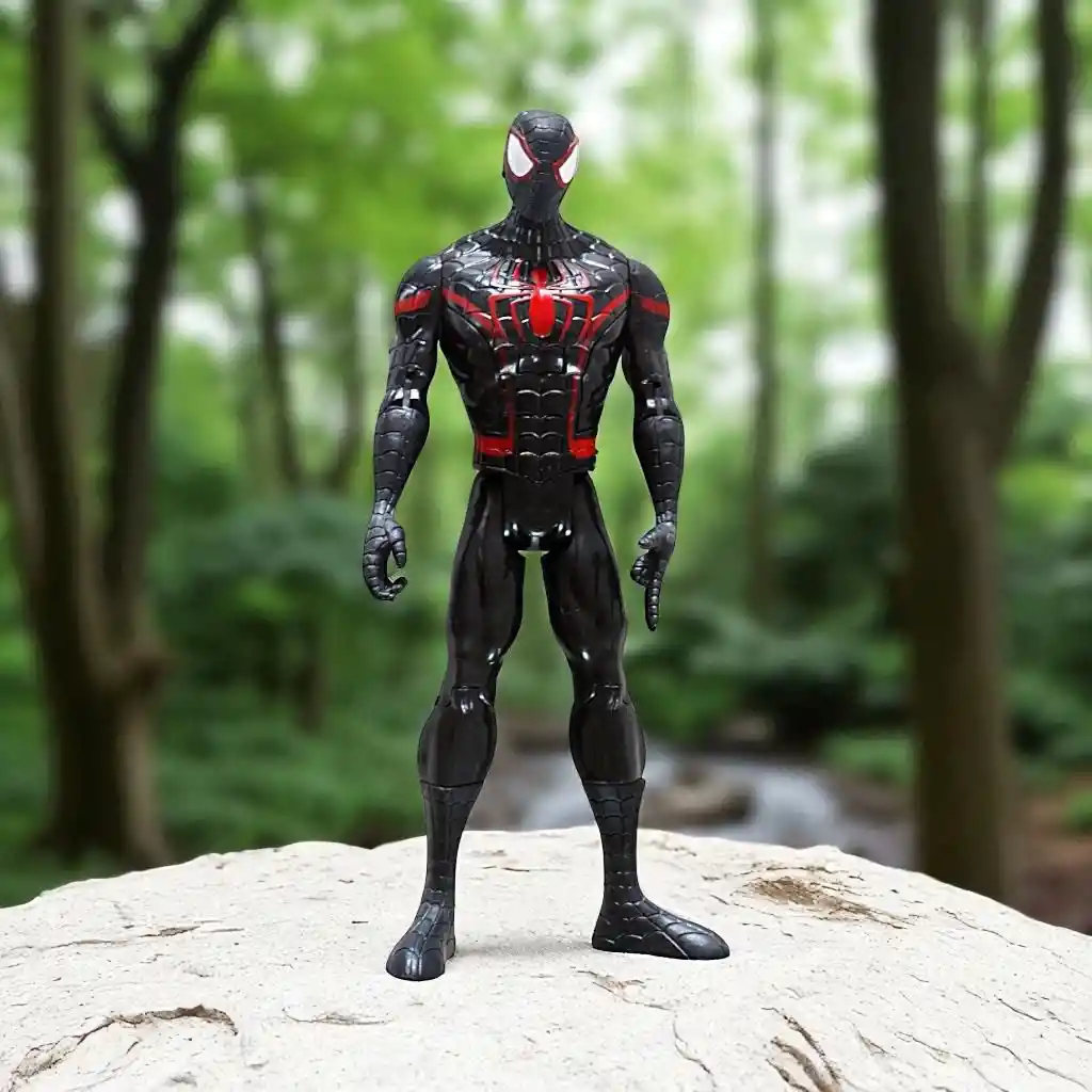 Muñeco Figura Acción Super Héroe Avengers Spiderman Negro / Luz Y Sonido/ 30 Cm Heroe Vengadores