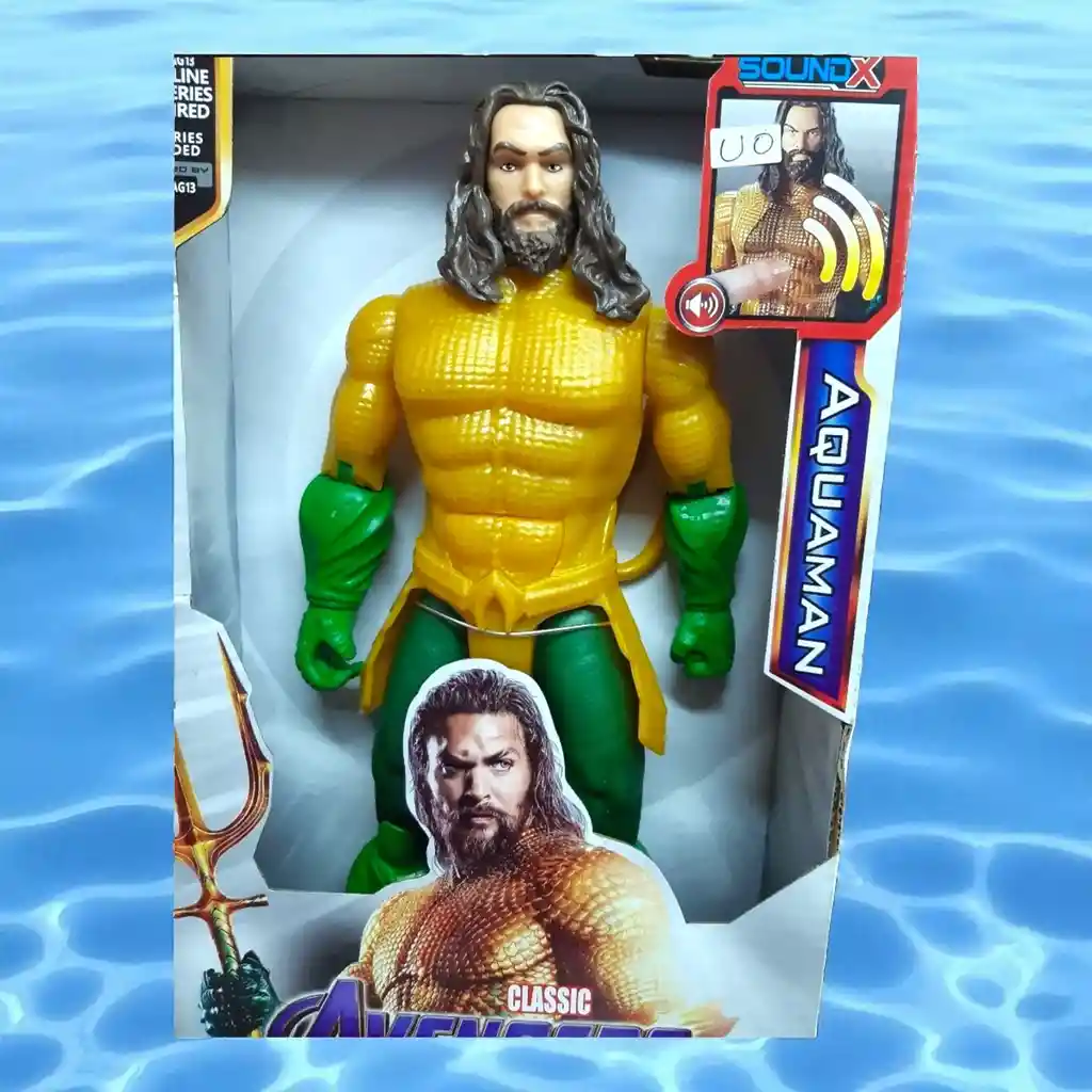 Muñeco Figura Acción Super Héroe Avengers Aquaman / Luz Y Sonido/ 30 Cm Heroe Vengadores