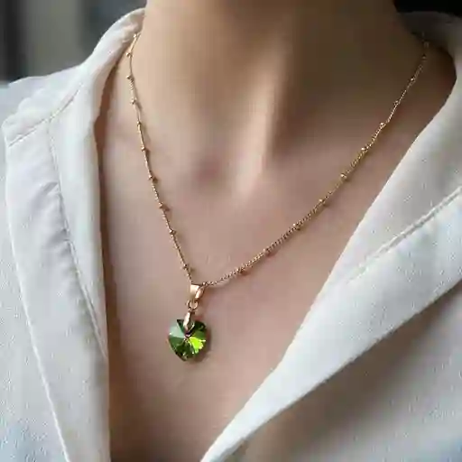 Collar Corazón Swarovski Tornasol Dorado