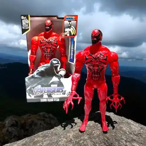 Muñeco Figura Acción Super Héroe Avengers Venom Rojo / Luz Y Sonido/ 30 Cm Heroe Vengadores