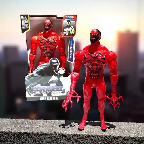 Muñeco Figura Acción Super Héroe Avengers Venom Rojo / Luz Y Sonido/ 30 Cm Heroe Vengadores