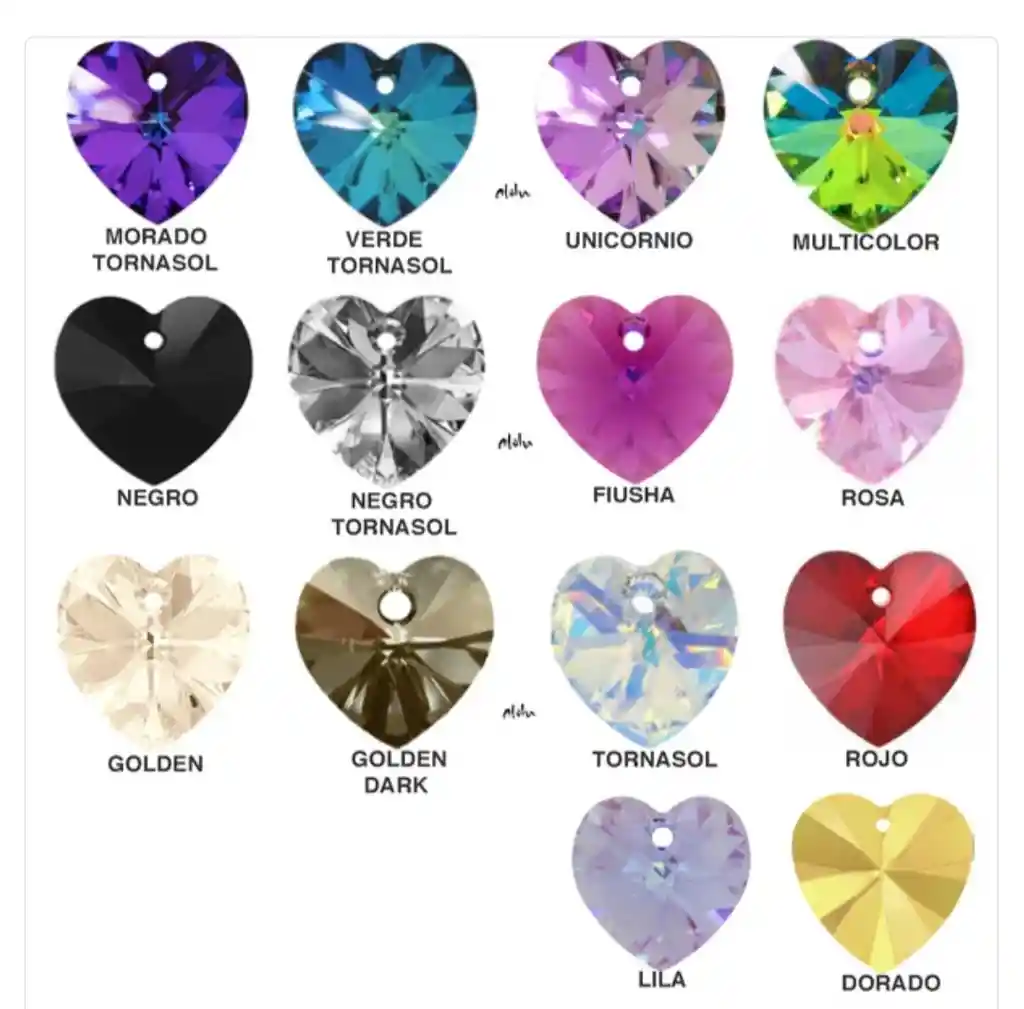 Collar Corazón Swarovski Tornasol Dorado