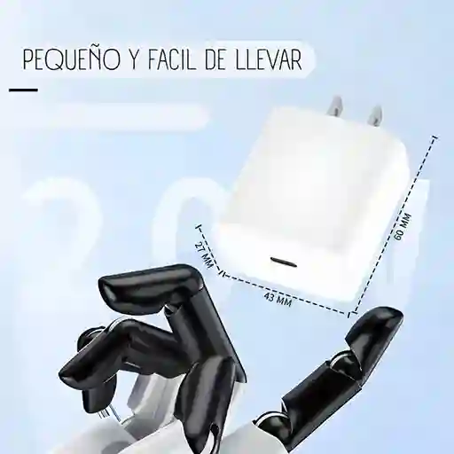 Cargador 20w Carga Rápida Para Iphone 14 13 12 11 Cable Tipo C Ipad