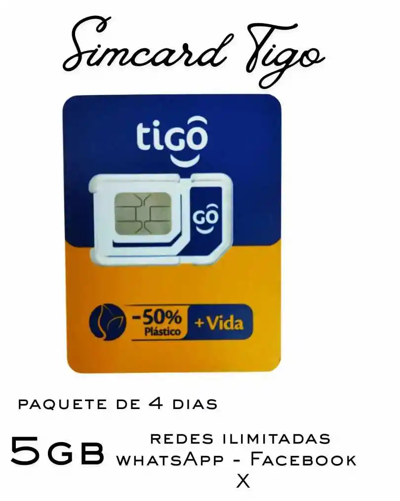 Simcard Tigo Prepago Paquete Todo Incluido De 4 Dias