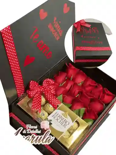 Caja De Rosas Con Chocolates Ferrero