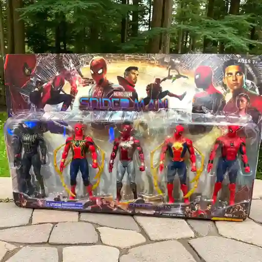 Spiderman Colección Juguete 5 Figuras Hombre Araña Con Luz