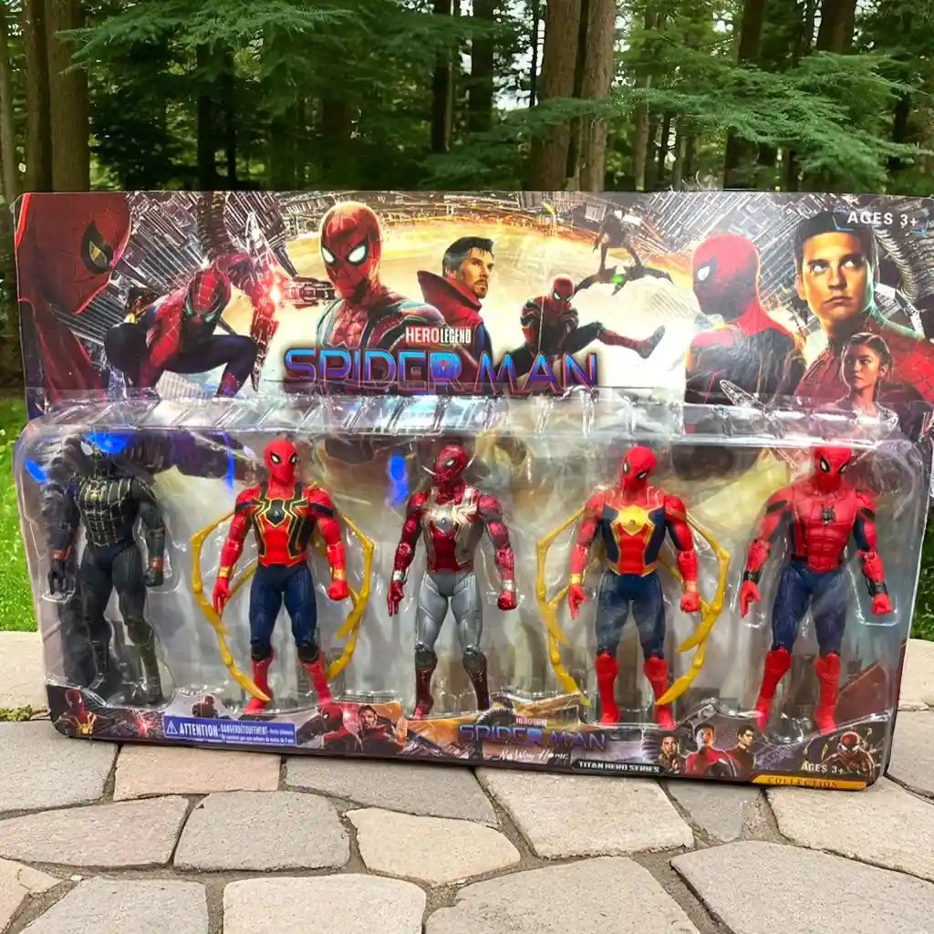 Spiderman Colección Juguete 5 Figuras Hombre Araña Con Luz