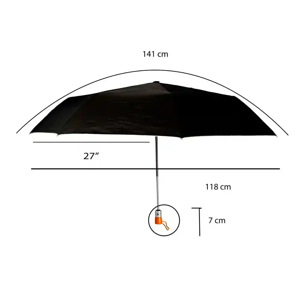 Sombrilla Paraguas Ejecutivo Grande Marca Yumar Negro Mango Madera Filtro Uv