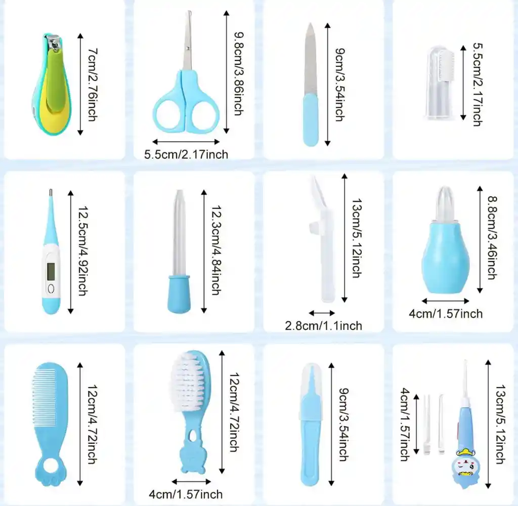 Kit Aseo Higiene Para Bebe 12 Piezas Con Neceser