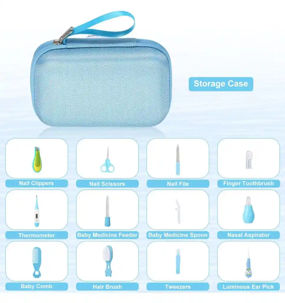 Kit Aseo Higiene Para Bebe 12 Piezas Con Neceser