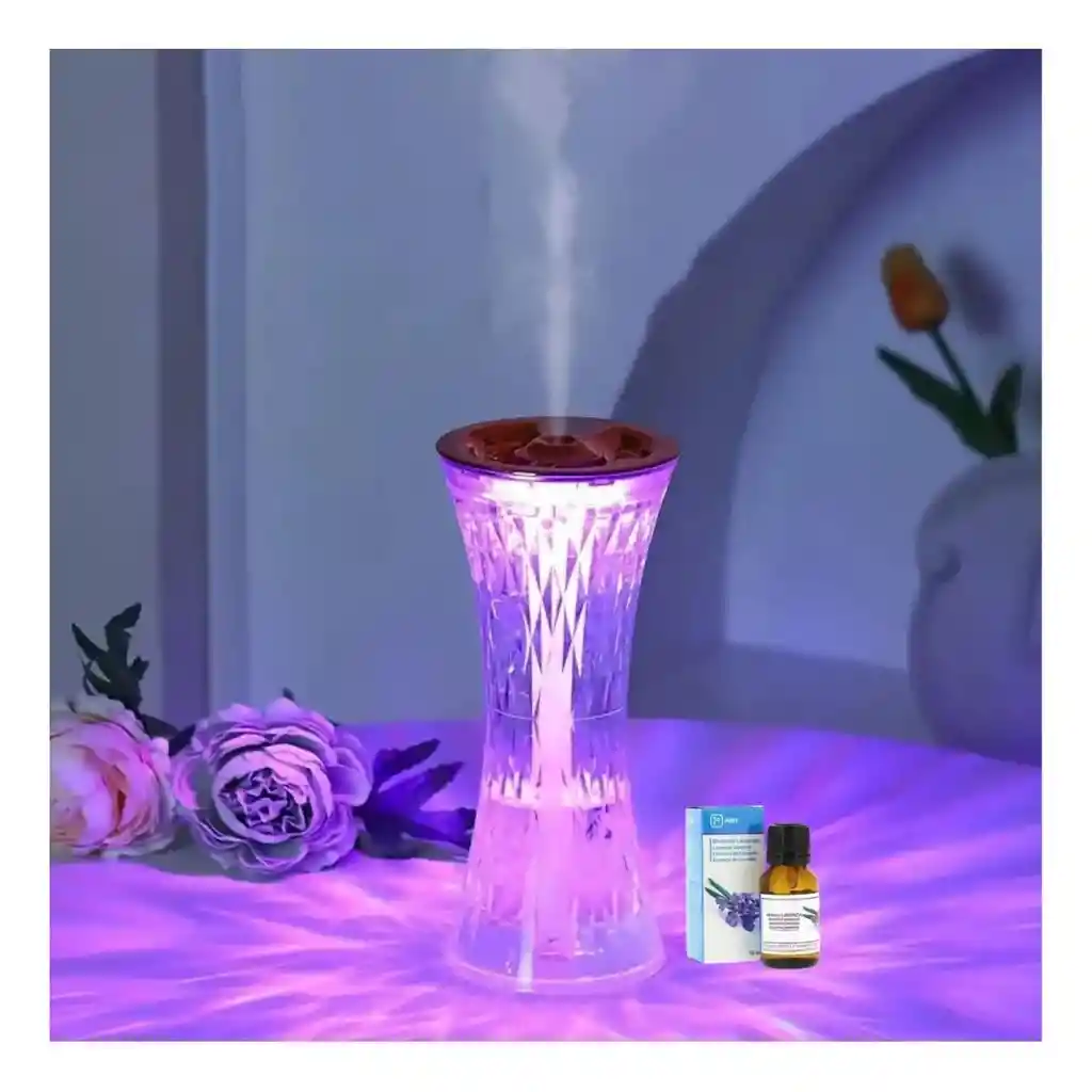Humificador Aromaterapia Difusor Lampara Cristal 7led 270ml
