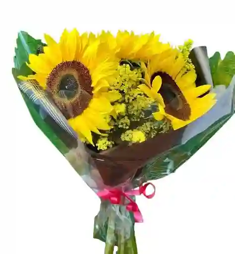 Ramo De Girasoles Con Solidago