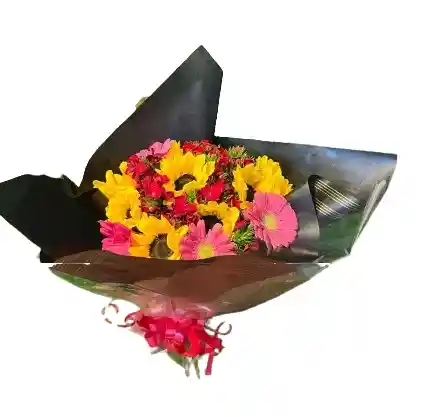 Ramo Vibrante – Girasoles, Gerberas Y Rosas